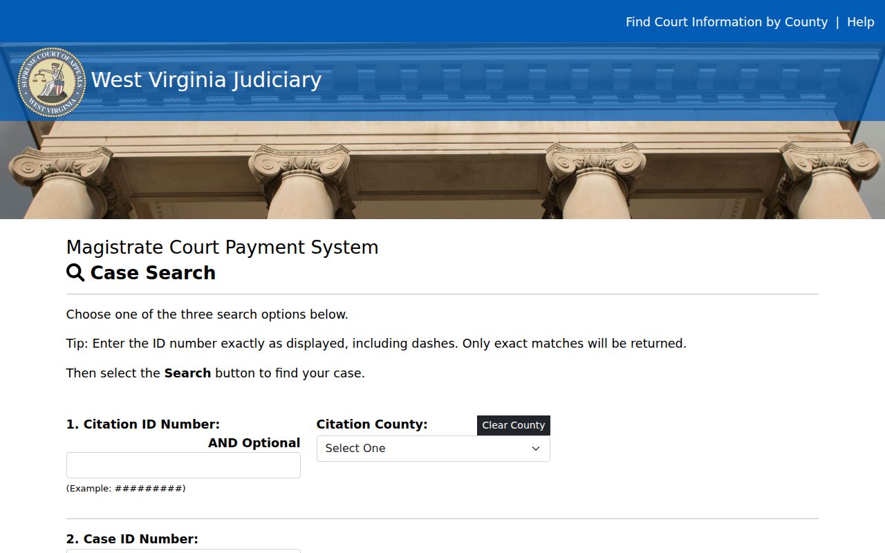 Mercer County traffic court record payment lookup fields