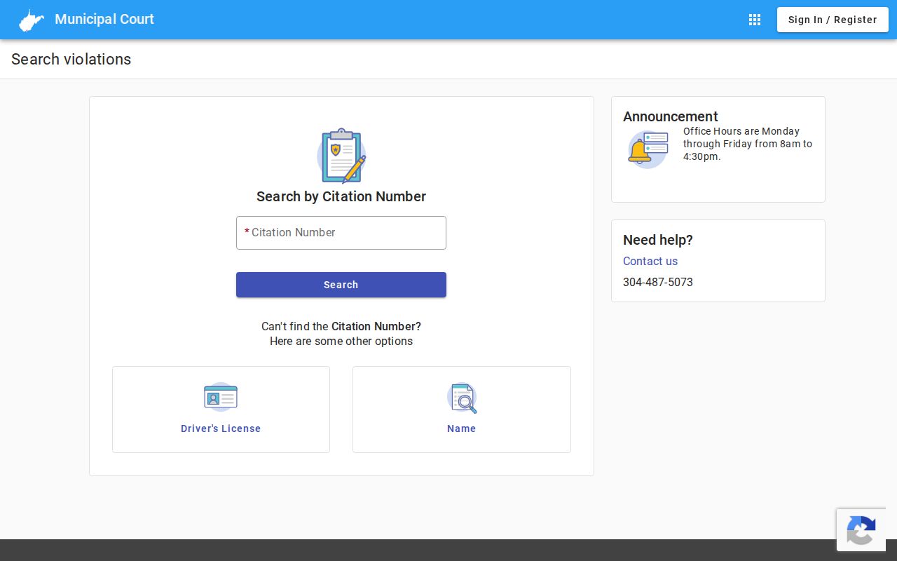 Princeton court docket search fields on the municipal portal
