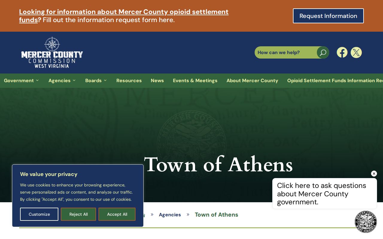 Official Town of Athens contact listing for Athens court docket requests